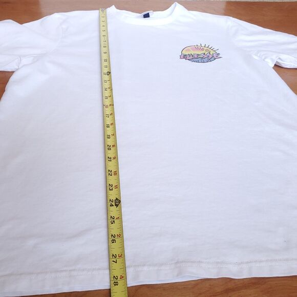 Ellesse T Shirt Size XL Surf or Die Graphic Print White Skeleton Shark Cotton - Picture 10 of 11